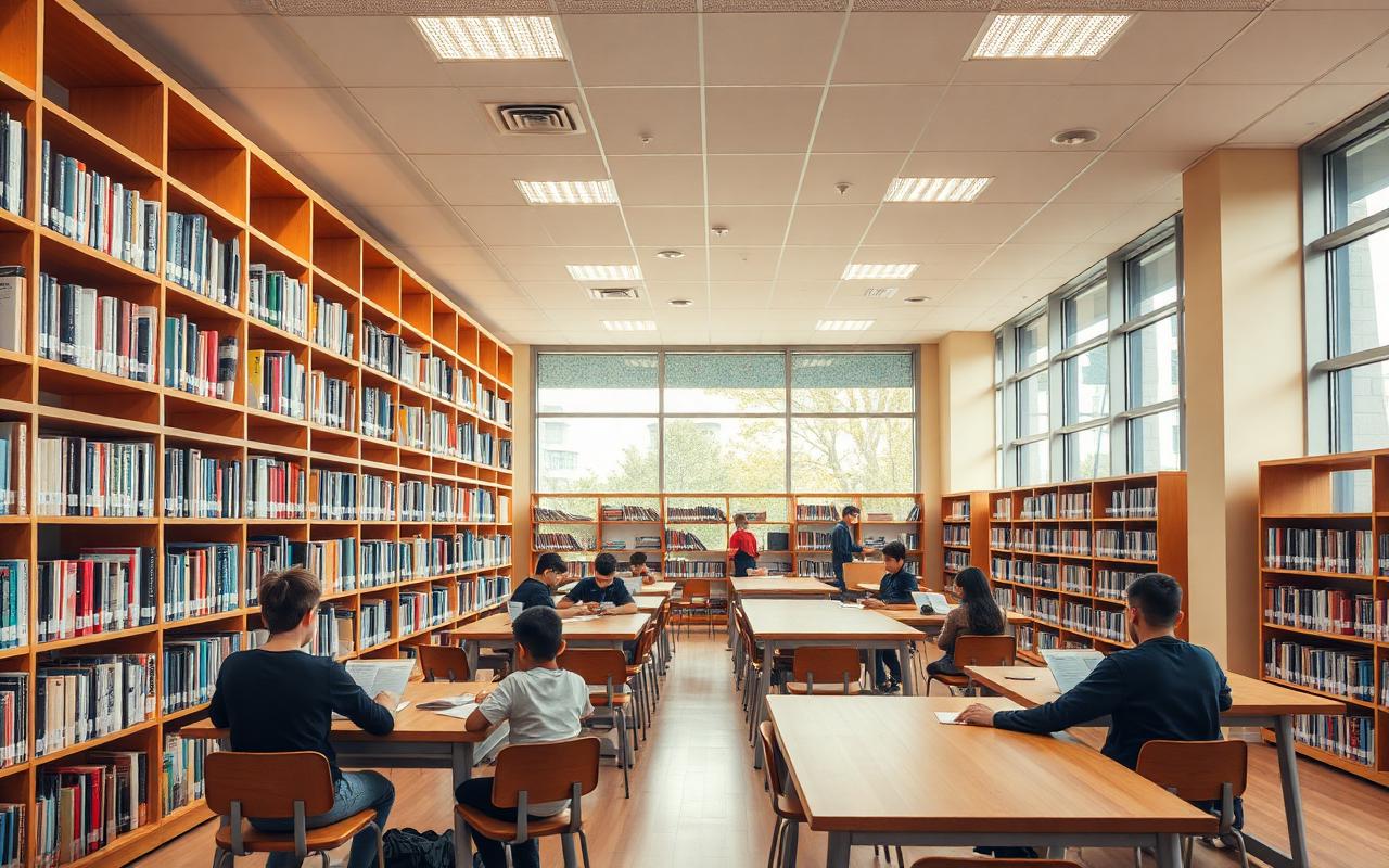 Quiet reading in the library
